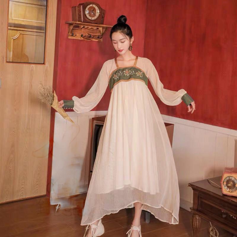 Literary and Artistic Retro Chinese Style Antique Chest Full-chested Hanfu Improved Dress Female Han Elements