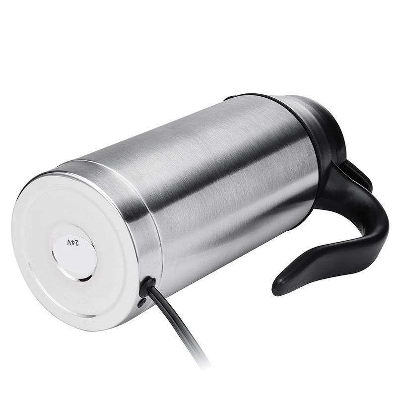 24V Stainless Steel Car Heating Pot Electric Water Cup Cigarette Lighter Head Kettle for Making Coffee Tea Milk