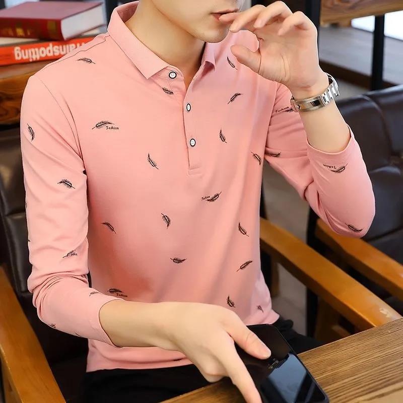 Autumn Men's Long-sleeved Polo Shirt Shirt Collar Trend All-match Blouse Suitable for Young and Middle-aged Men