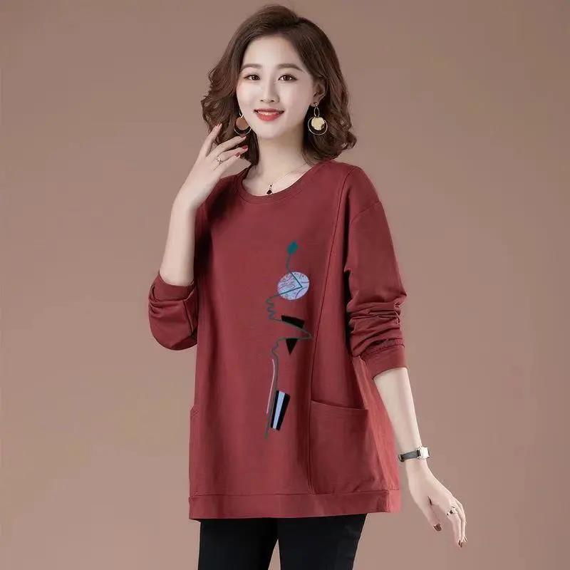 Women Retro Medium Shirt Summer Casual Pullover Shirt Loose Thin T-shirt Boutique Cotton Top for Mom