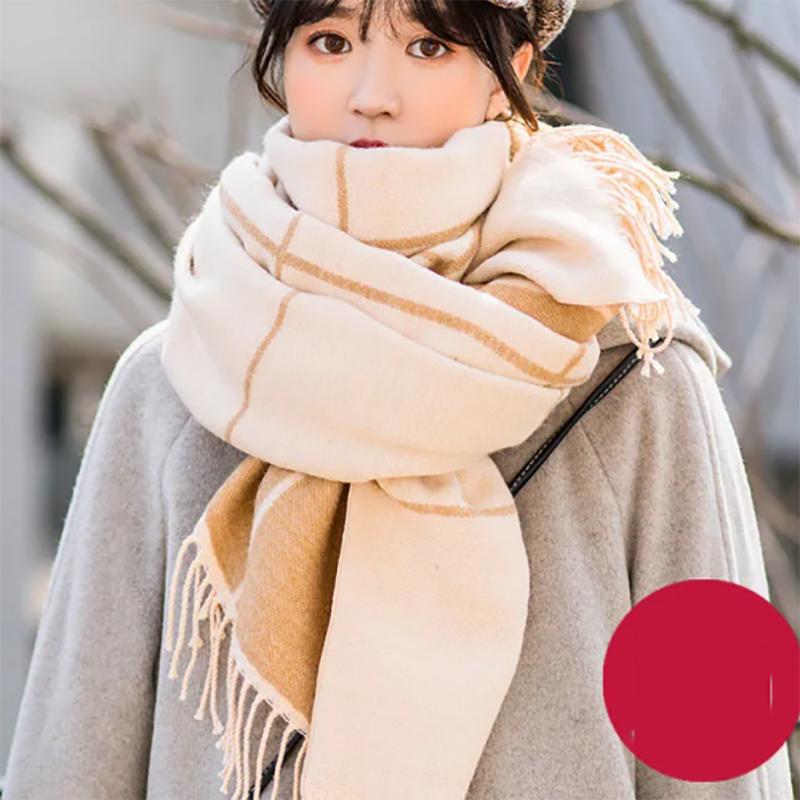 Woolen Scarf Women Winter Korean Version of Wild Youth Solid Color Imitation Cashmere Long Thick Warm Knitted Scarfs