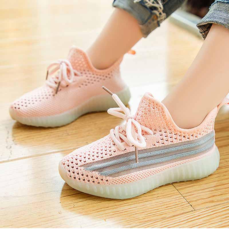 26-37 Child Fluorescence Sneakers Kids Mesh Breathable Non-slip Shockproof Basketball Shoes Lightweight Running Shoes Comfortable Deodorant Baby Shoes