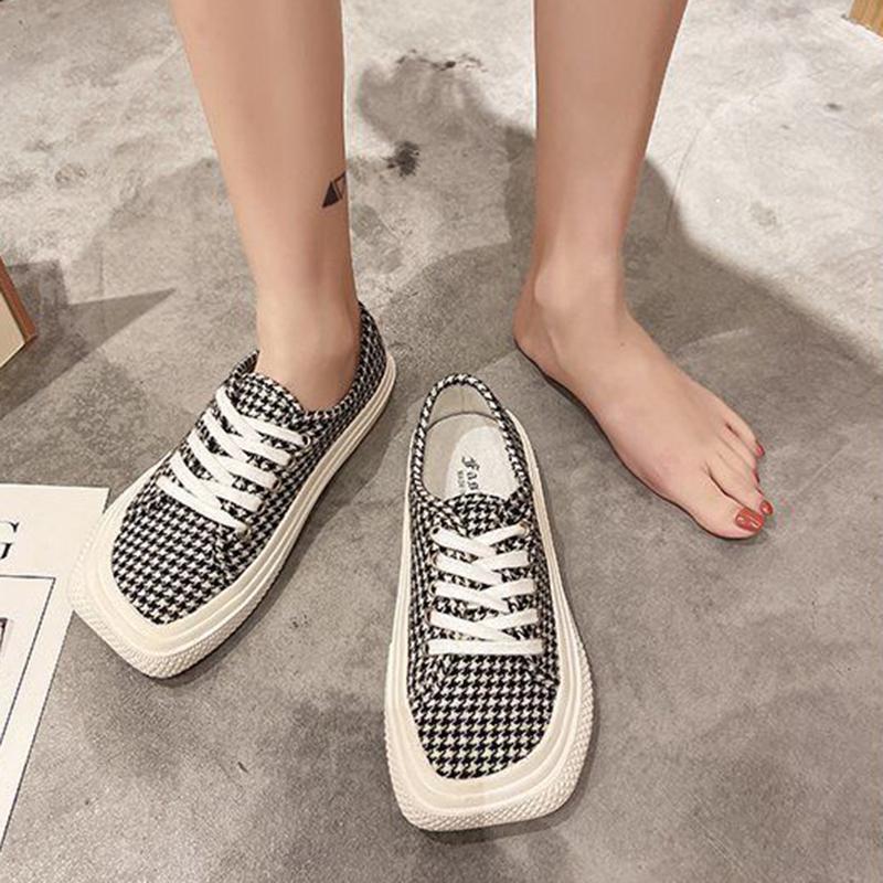 Canvas Shoes Female Students Korean Version of Mango Head Spring Leopard Print Flat Bottom All-match Casual Shoes White Shoes