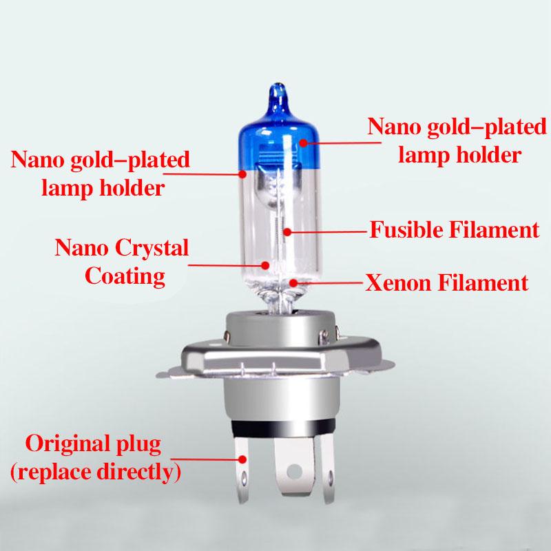 12V/24V Car Xenon Lamp H1/H3/H4/H7 Car Light Bulb Far and Near Integrated Light 6000K Yellow-white Light 100W