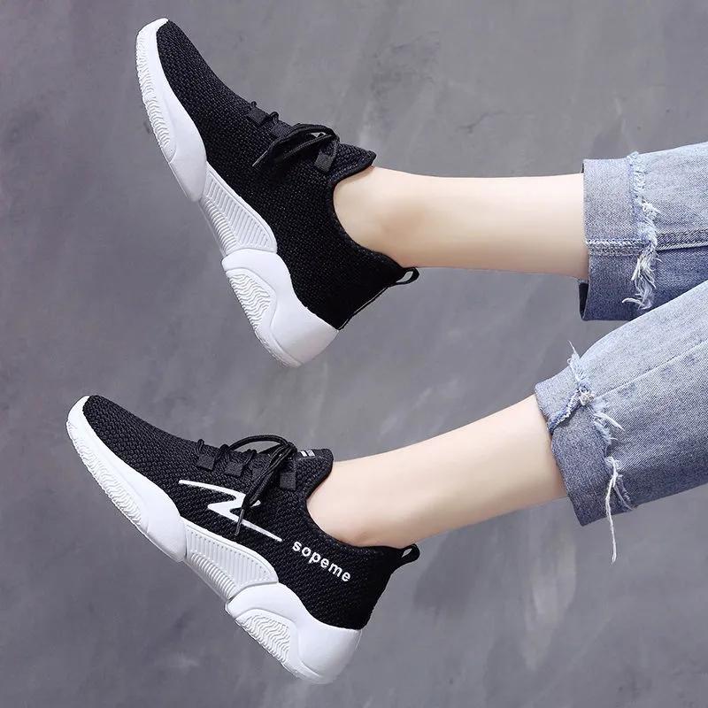 Sports Shoes Women's Trend Casual Sports Shoes Korean Version All-match Running Net Shoes Spring and Summer Student Breathable Flat Single Shoes