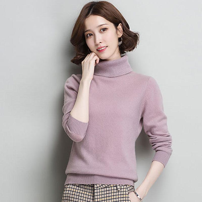 Autumn and Winter Loose Wild Cardigan Half High Neck Large Size Knitted Sweater Solid Color Comfortable Female Bottoming Shirt