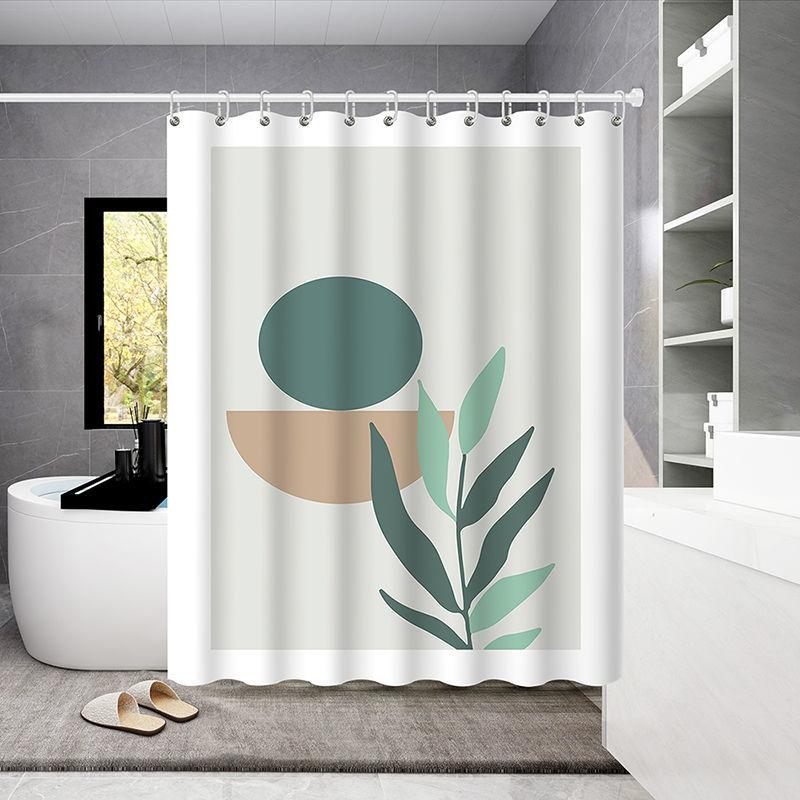 Bathroom Shower Curtain 180*180cm Waterproof Cloth Bathroom Shower Curtain Hanging Curtain Thickening Mold-proof Partition Curtain Free Perforation