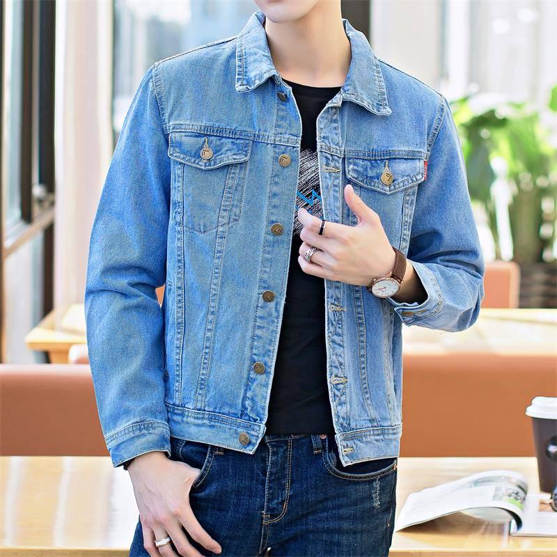 Mens Denim Jacket Trendy Fashion Hip Hop Streetwer Ripped Denim Jacket Men Jeanc Jacket Cowboy Coats