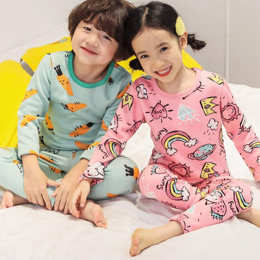 Children's Thermal Underwear Suit Baby Fleece Autumn Clothes Long Pants Boys Thermal Clothes Girls Pajamas Baby Clothes Winter