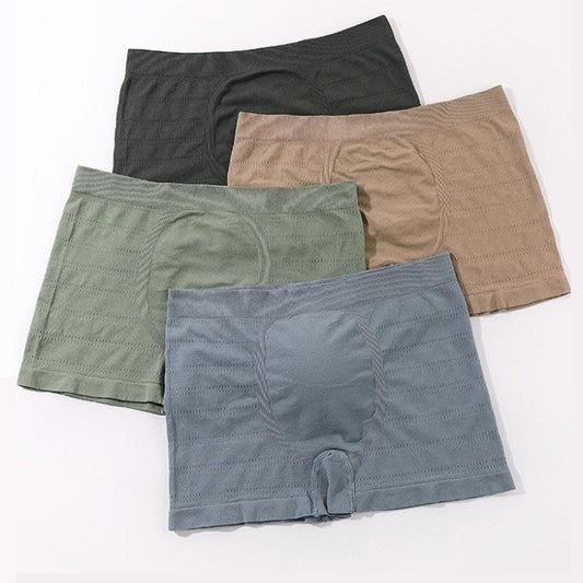 4-pack Men's Underwear Mid-waist Seamless Boxer Shorts Nude U-convex Breathable Comfortable Large Size Underwear