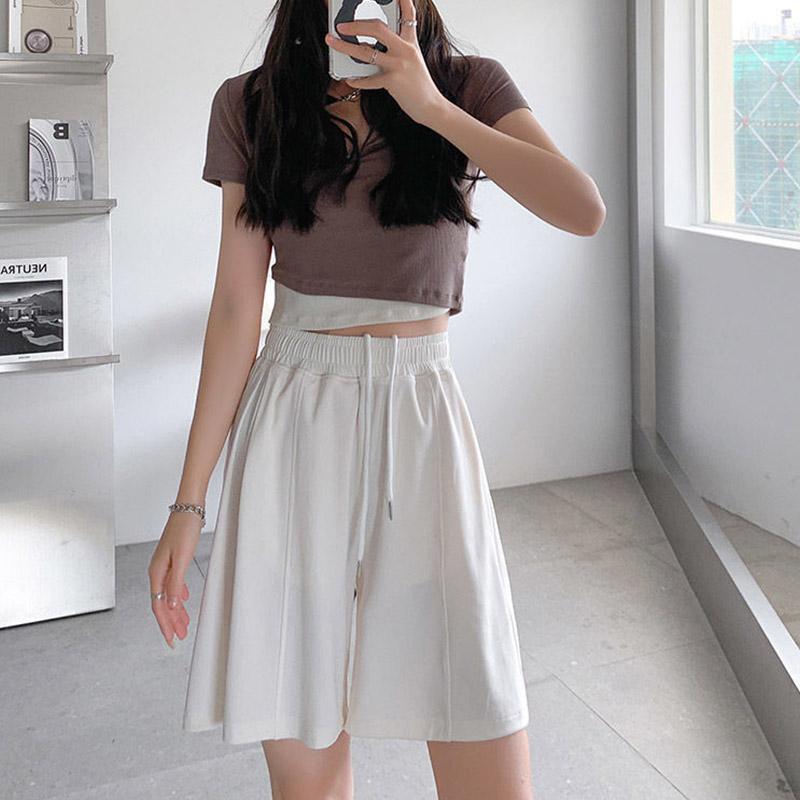 Summer Women's Thin Shorts Casual Sports All-match Middle Pants Bear Loose Wide-leg Ins Women's Five-point Pants Straight Shorts