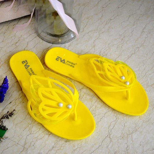 Summer Women's Flat-bottomed Fashion Beach Flip Flops Female  Cute Outside Wear All-match Jelly Flip-flop Sandals Drag buy a size one size larger