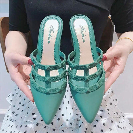 Fish Mouth Lazy Casual Fashion Thick Heel Sandals and Slippers Female Pointed Wedge Shoes for Outer Wear