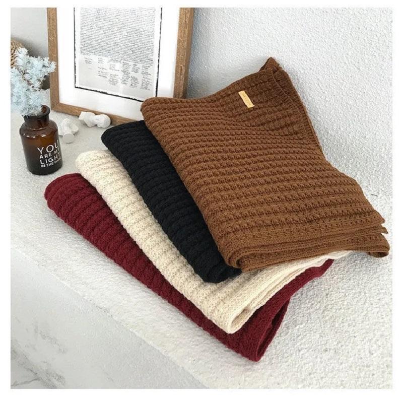 Women's Winter Scarf Korean Style All Match Hand-knitted Thick Scarf Long Wrap Shaml Solid Neck Collar Scarf Warm Knitting Scarves