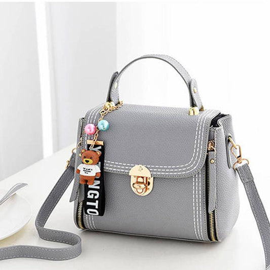 Women's Top-handle Bag Tote Bag Euramerican Style Crossbody Zipper Shoulder Bags with Bear Pendant