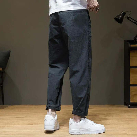 Male Spring Autumn Thin Section Loose Straight Large Size Men's Casual Pants Tide Brand Youth Solid Color Long Pants Male