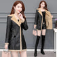 Winter Women's Leather Fashion Fur Coat Lamb Fur Coat Plus Velvet Thickening Medium Long Large Size Leather Coat