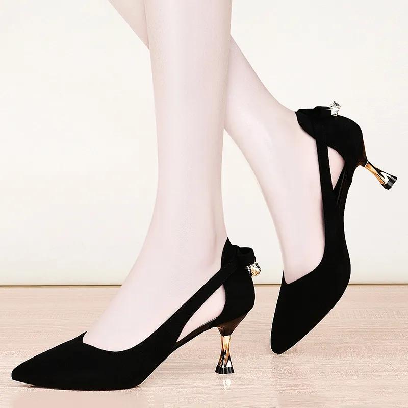 Spring Summer Mid-heel Sandals Women's Large Size Shoes Female Stiletto All-match Work Shoes Ladies Pointed Toe Single Sandals