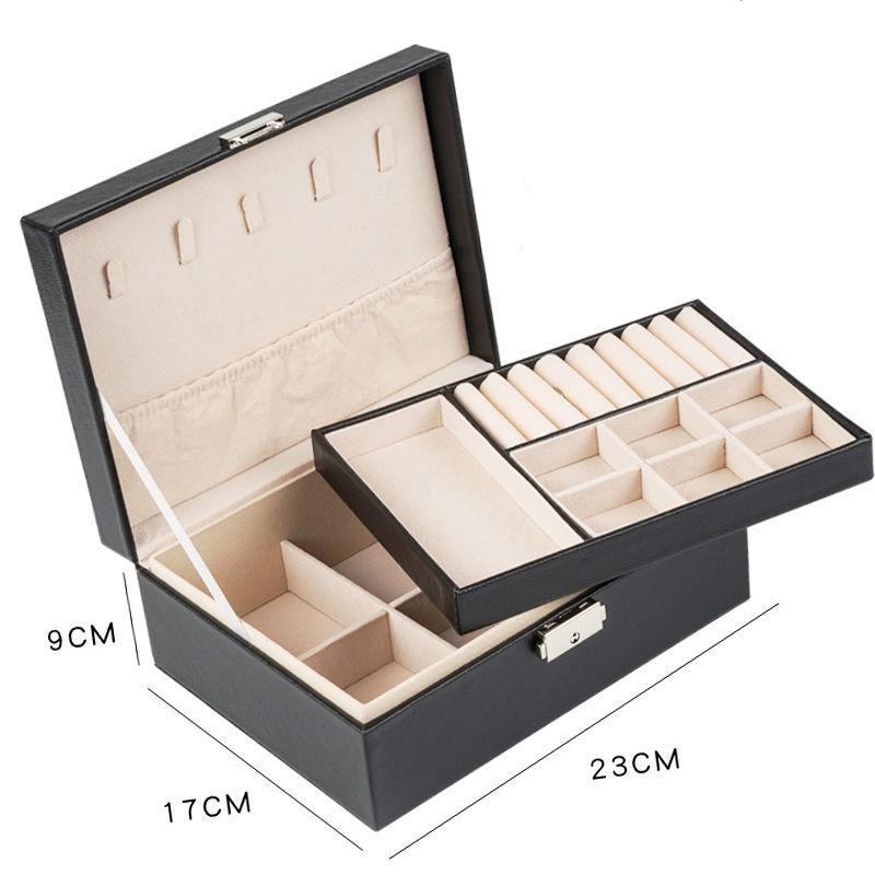 Double-Layer Velvet Jewelry Box High Capacity Leather European Jewelry Storage Box Large Space Jewelry Holder Gift Box