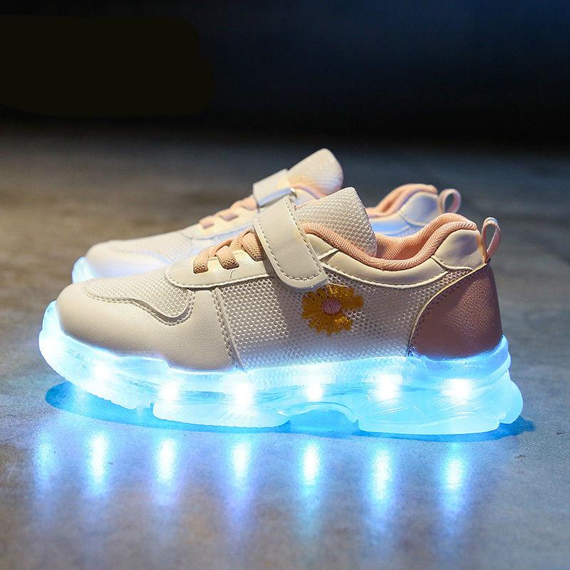 Mesh luminous shoes children's soft bottom girls fluorescent shoes boys light shoes shoes will glow