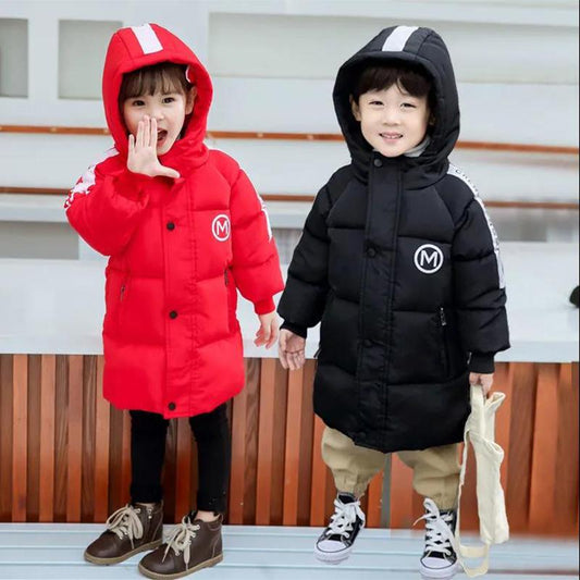 Children's Padded Jacket Boy Girl Baby Mid-length Padded Jacket Middle and Small Children's Thick Winter Padded Jacket Children's Wear