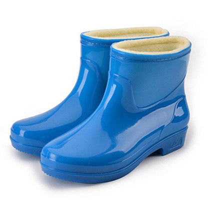 Women's Warm Rain Boots Waterproof Rain Shoes Female Large Size Non-slip Plus Velvet Working Shoes