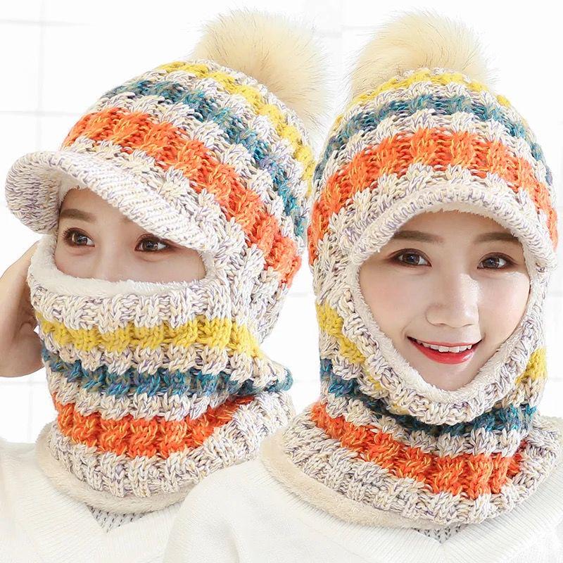 Autumn winter Warm hat Thick hat Fashion Woman hat Plush Cotton hat Trendy wild hat Windproof hat