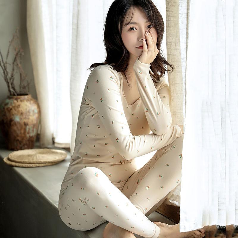 Girls Base Solid Color Cotton Suit Thin Section Comfortable Thermal Underwear Autumn and Winter