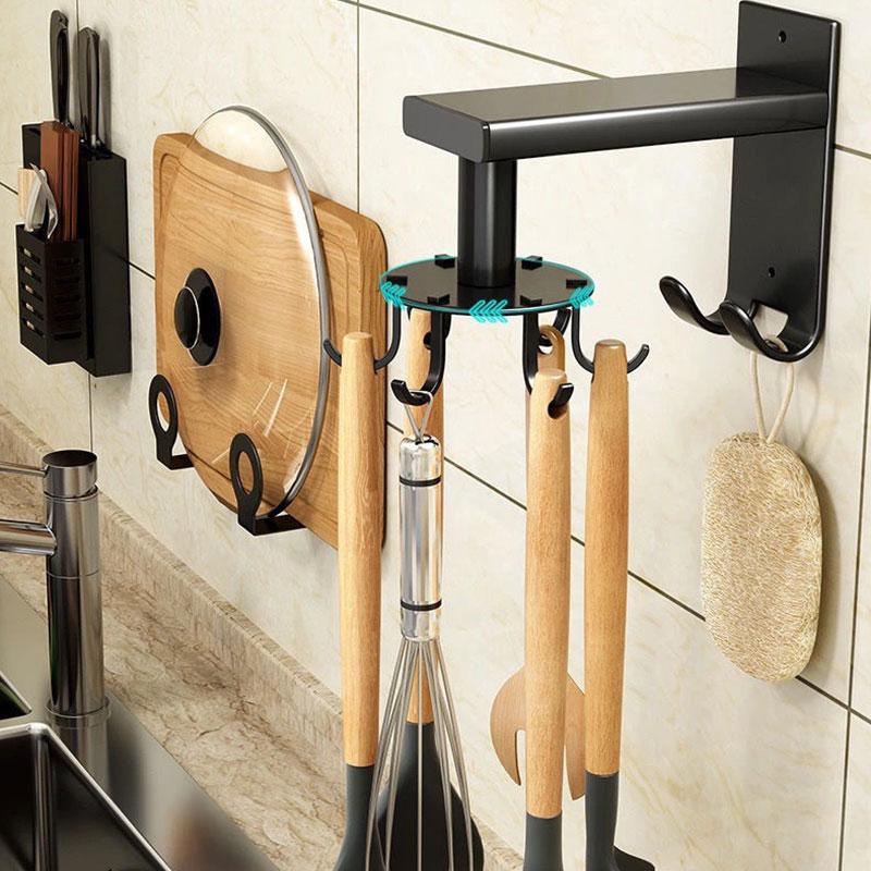 Kitchen Organizers Kitchen Organizers Space Aluminum Rotating Hook Punch-free Wall-mounted Multi-function Knife Holder