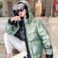 Autumn and Winter Color Bright Face Color Matching Short Down Padded Jacket Hooded Two-color Loose Casual Bread Jacket