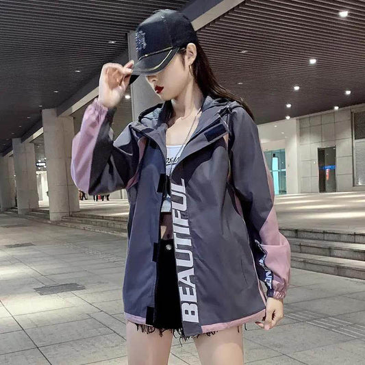 Spring and Autumn Workwear Jacket Women's Windbreaker All-match Loose Jacket Jacket