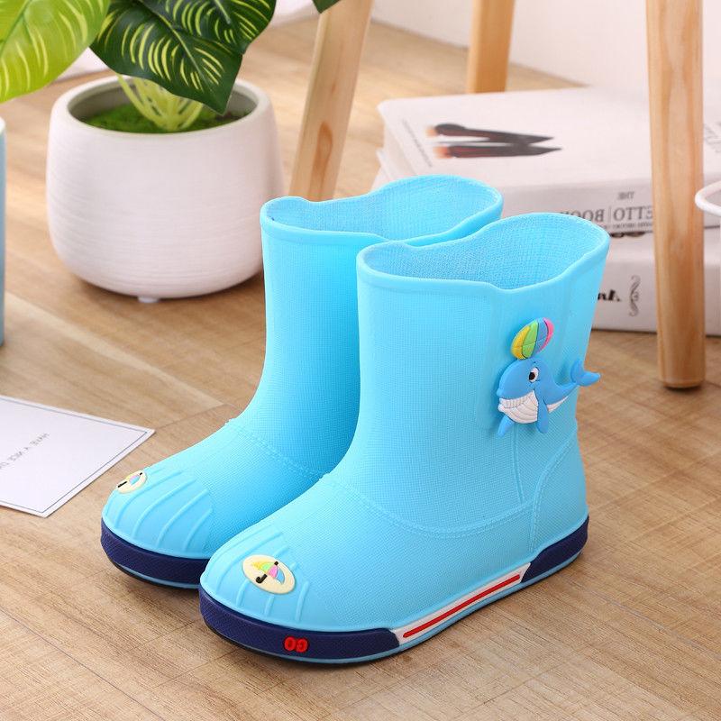 Four Seasons Boys and Girls Non-slip Rain Boots Waterproof Shoes Mid-tube Rain Boots Kids Students General Rubber Overshoes