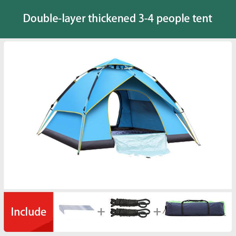 Outdoor Tent Camping 3-4 People Thickening Rainproof Outdoor Camping Automatic Quick Opening Portable Park Tent