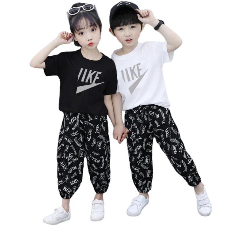 Summer Children's Short Sleeve T-Shirt Korean Style Small and Medium Sized Boys and Girls Fashion Set