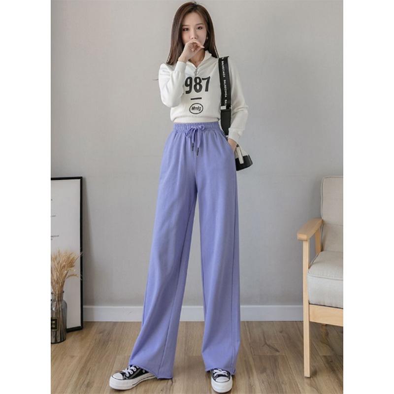 Drape Wide-leg Pants Women's Spring High Waist Loose Straight Solid Color Sports Pants Student Sports Casual Sweatpants