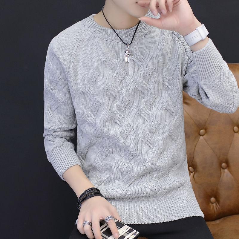 Men's Twisted Low Collar Warm Sweater Solid Color Long Sleeve Slim Top All-match Fashion Jacket