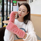 Women's Winter Plush Gloves Cute Fingerless Wristband Korean Thickening Warm Typing Arm Wrap Half Finger Mittens Hand Wrist Warm Thermal Gloves