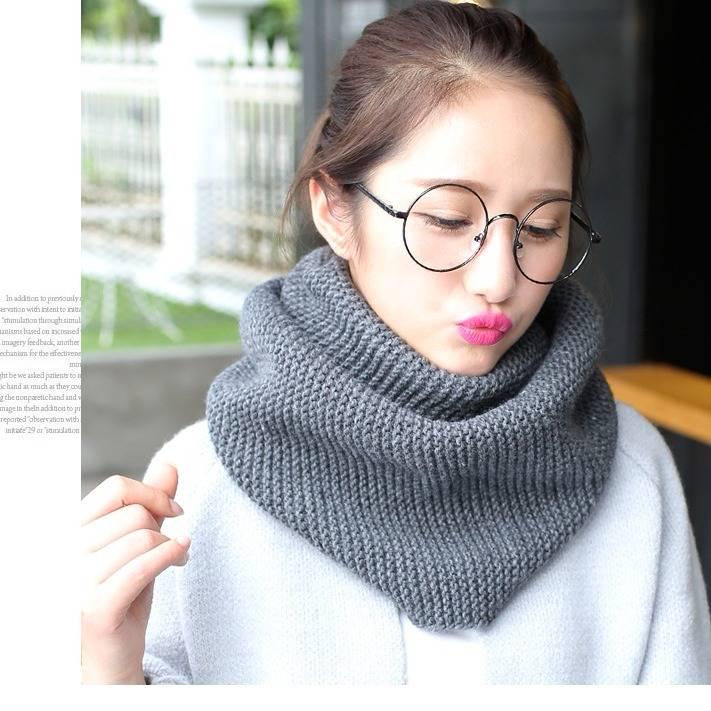 Women's Knitted Inch Scarf Knitted Warm Round Neck Scarf