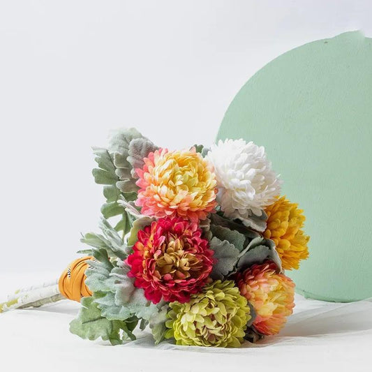 Simulation Ping Pong Chrysanthemum Fake Flower Plastic Flower Desktop Decoration Simulation Bouquet Living Room Fake Flower Decoration Ornaments