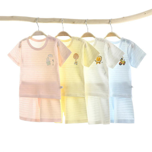 Two-piece Summer Clothes Baby Cotton Short-sleeved Suits Children's Thin Pajamas Boys' Air-conditioning Suits Baby