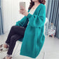 Autumn and Winter Casual Thick Sweater Knitted Cardigan Loose Top Mid-length Solid Color Women's Jacket