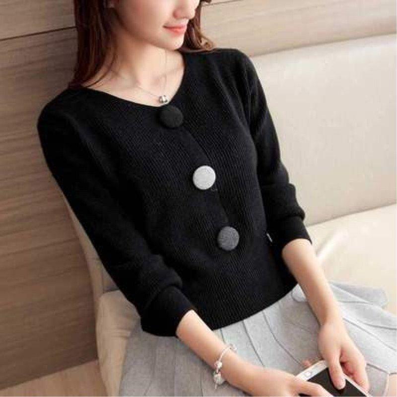 Women Knitted Sweater Cardigan Coat Spring Autumn Casual V-neck Long Sleeve Sweater Jacket