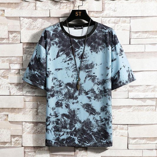 Ice Silk Summer Trend Short-sleeved Loose Men's Short-sleeved T-shirt Male Round Neck Young Students