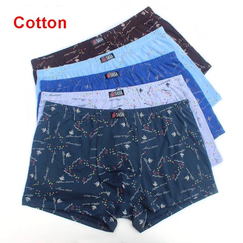 6 Packs of Pure Cotton Men's Underwear Mid-waist Loose Printed Boxer Shorts Young and Middle-aged Plus Size Boxer Shorts