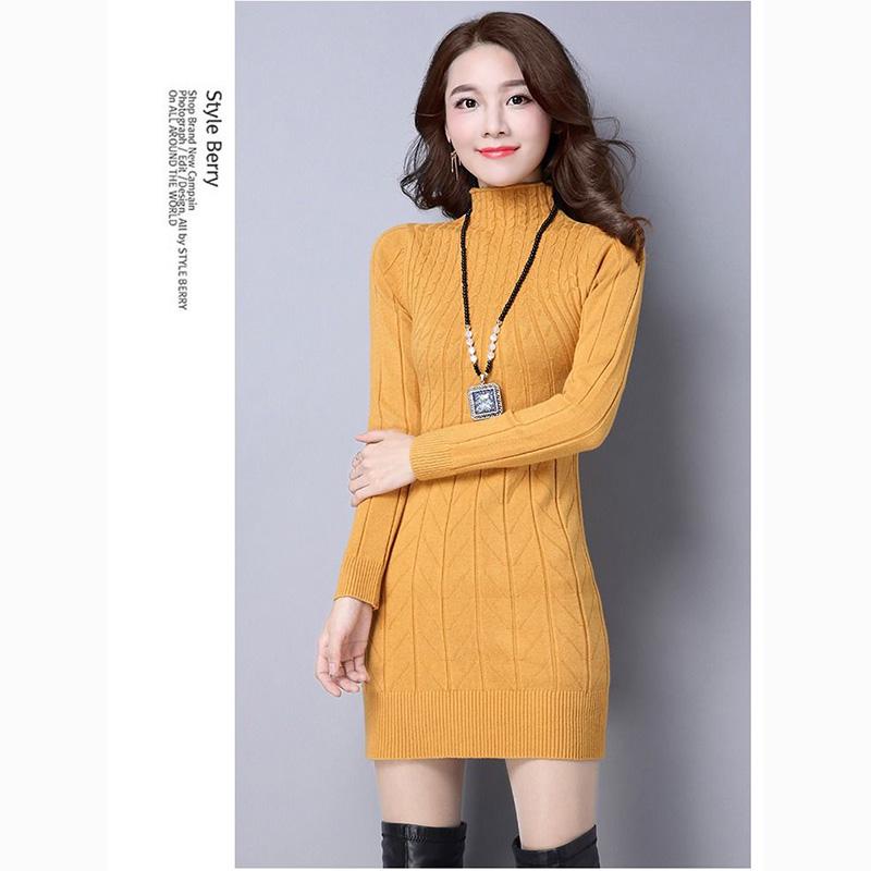 Large Size  Cashmere R Female Long  Thin High Collar Sweater Warm Thickening