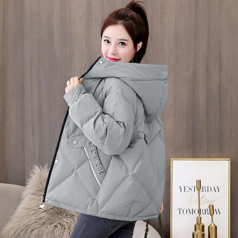 Women's Mid-length Down Jacket Winter Korean Loose Cotton Clothes Casual Hooded Padded Jacket