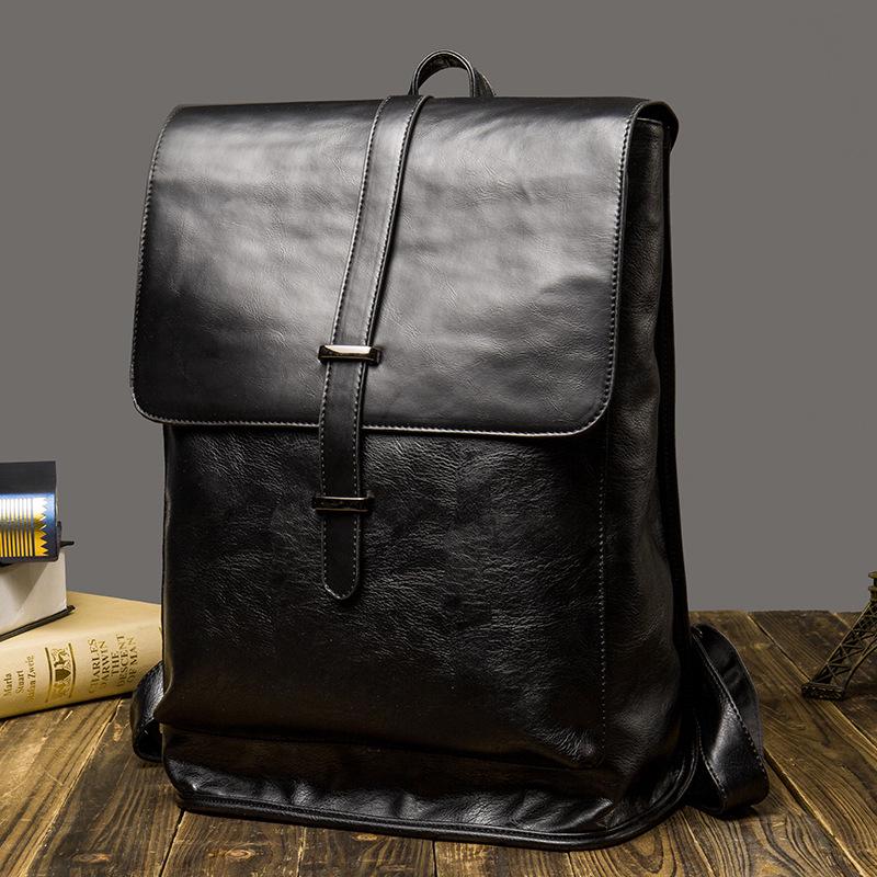 Men leather backpack large capacity multi-functional anti theft laptop backpack With USB charging