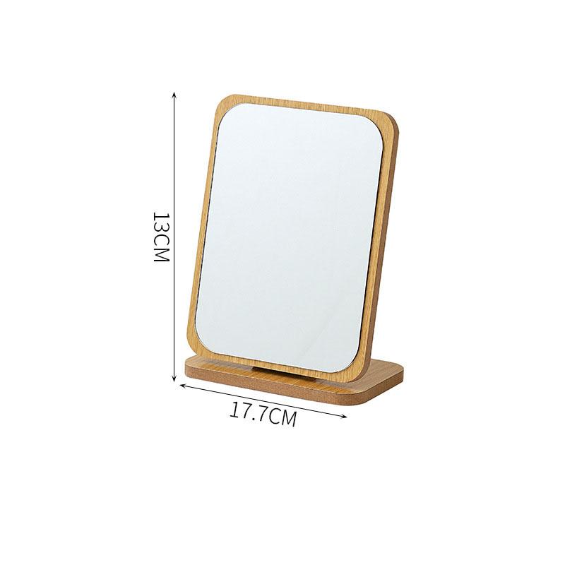 Simple Wooden Make-up Mirror Rotating Desktop Make-up Mirror Desktop Student Dormitory Folding Make-up Mirror Portable