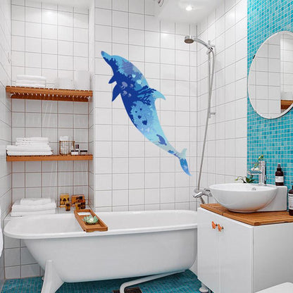 [Wall sticker ]3d Dolphin Silhouette Wall Stickers For Kids Rooms Baby Bedroom Bathroom Toilet Wc Ch