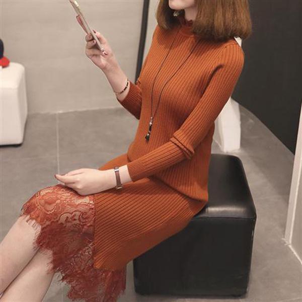 Medium and Long Section High Collar Sweater Winter Knitting Sweaters Skirt Large Size Sweater Woman